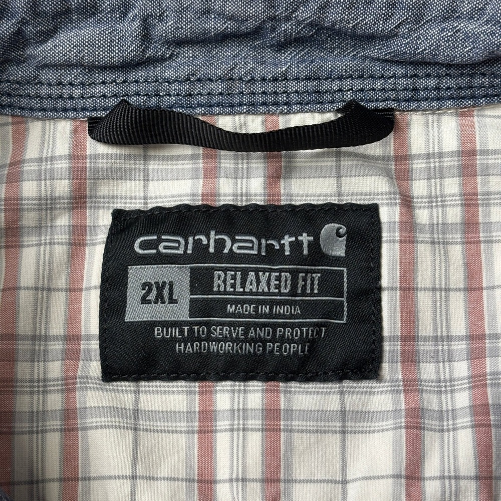 Carhartt Plaid‎ Short Sleeve Button Up Shirt Men's 2XL Relaxed Fit Workwear - Picture 5 of 11